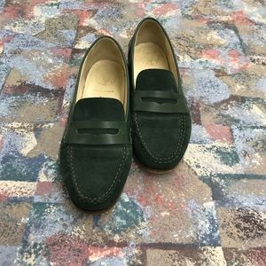 Cole Haan suede penny loafer.